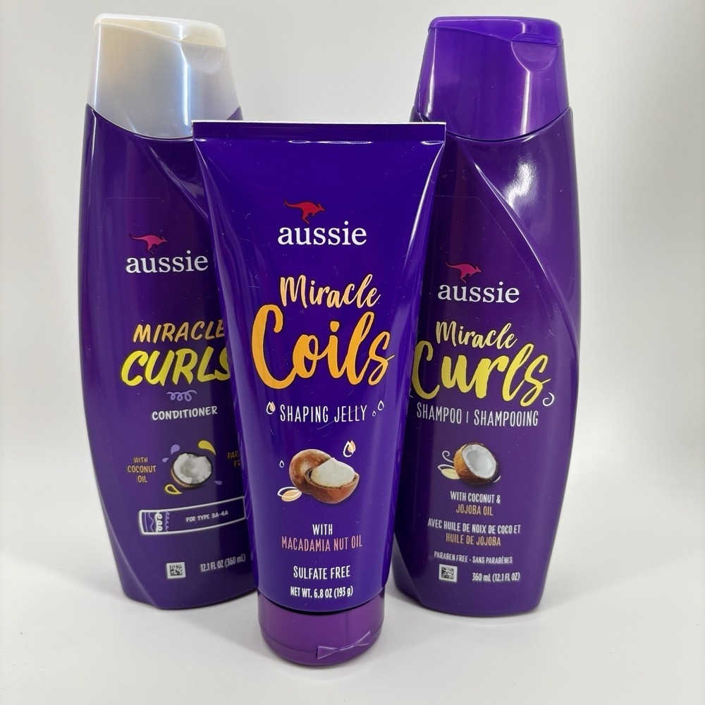 Aussie The Miracle Curls KIT Shampoo Conditioner & Mousse Jojoba & Coconut Oil
